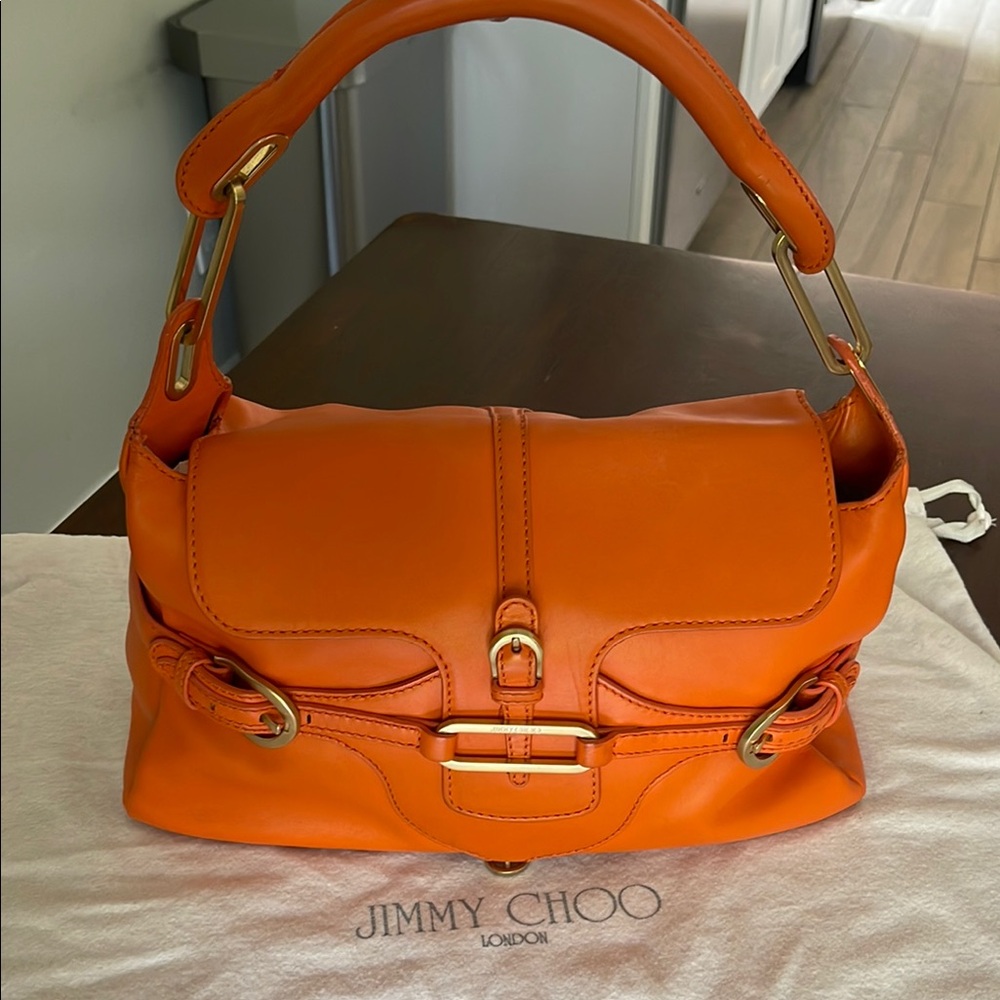 Jimmy Choo Orange Hobo Shoulder Bag